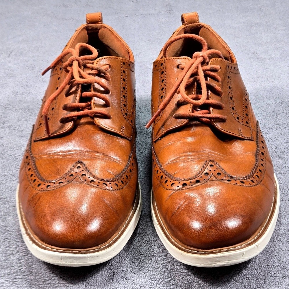 Cole Haan Grand.OS Wingtip Oxfords Mens 10.5M Tan Leather Good C26930 Brogue - Picture 4 of 13